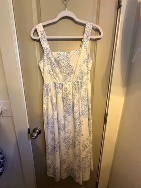 Papermoon Cream Midi Dress with Blue Floral Print